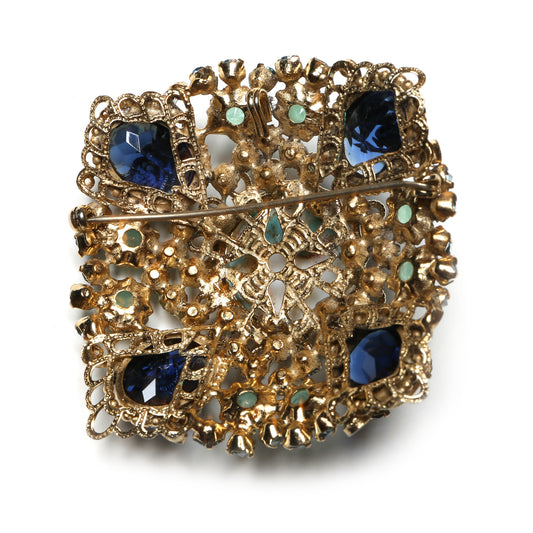 Schreiner Filigree Turquoise Brooch