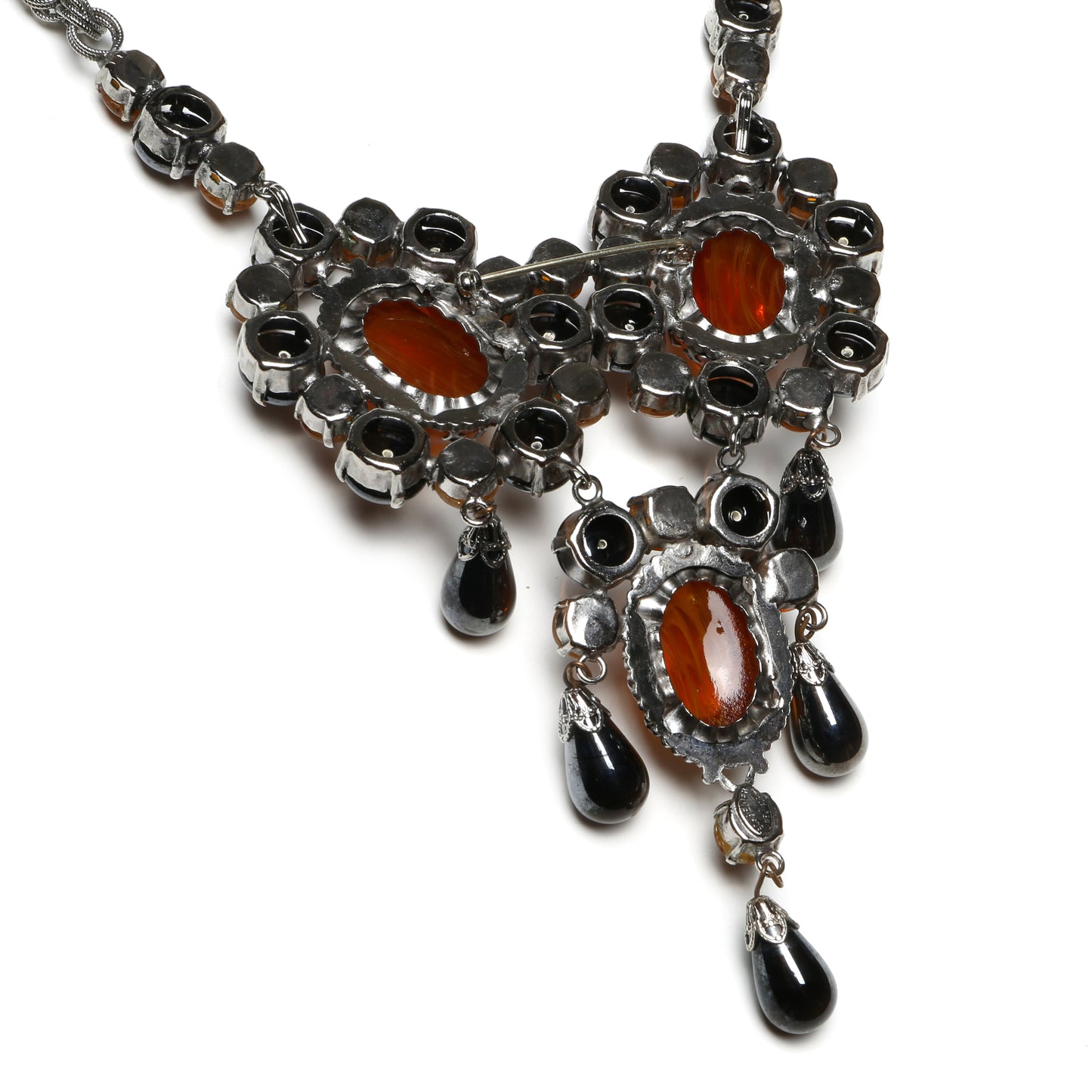 Schreiner Gun-Metal and Amber Necklace