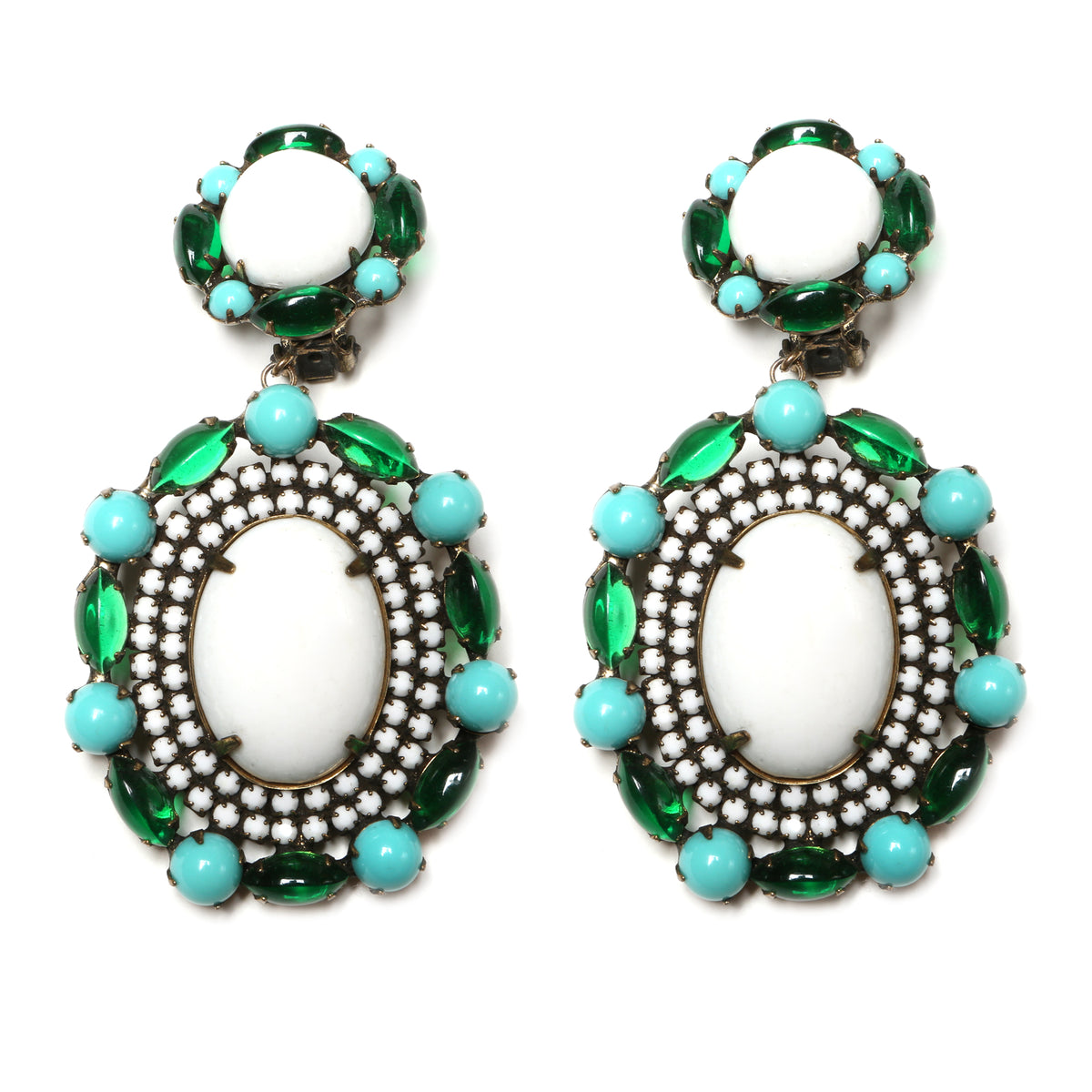 K.J.L. Green and Turquoise Earrings