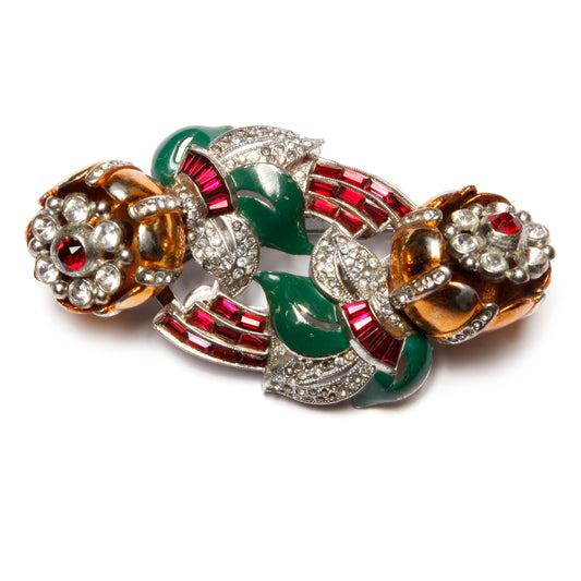 Coro Quivering Camellias Duette Brooch