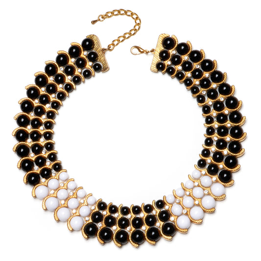 Beaded Black and White Collar