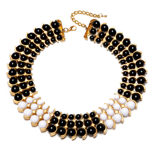 Beaded Black and White Collar