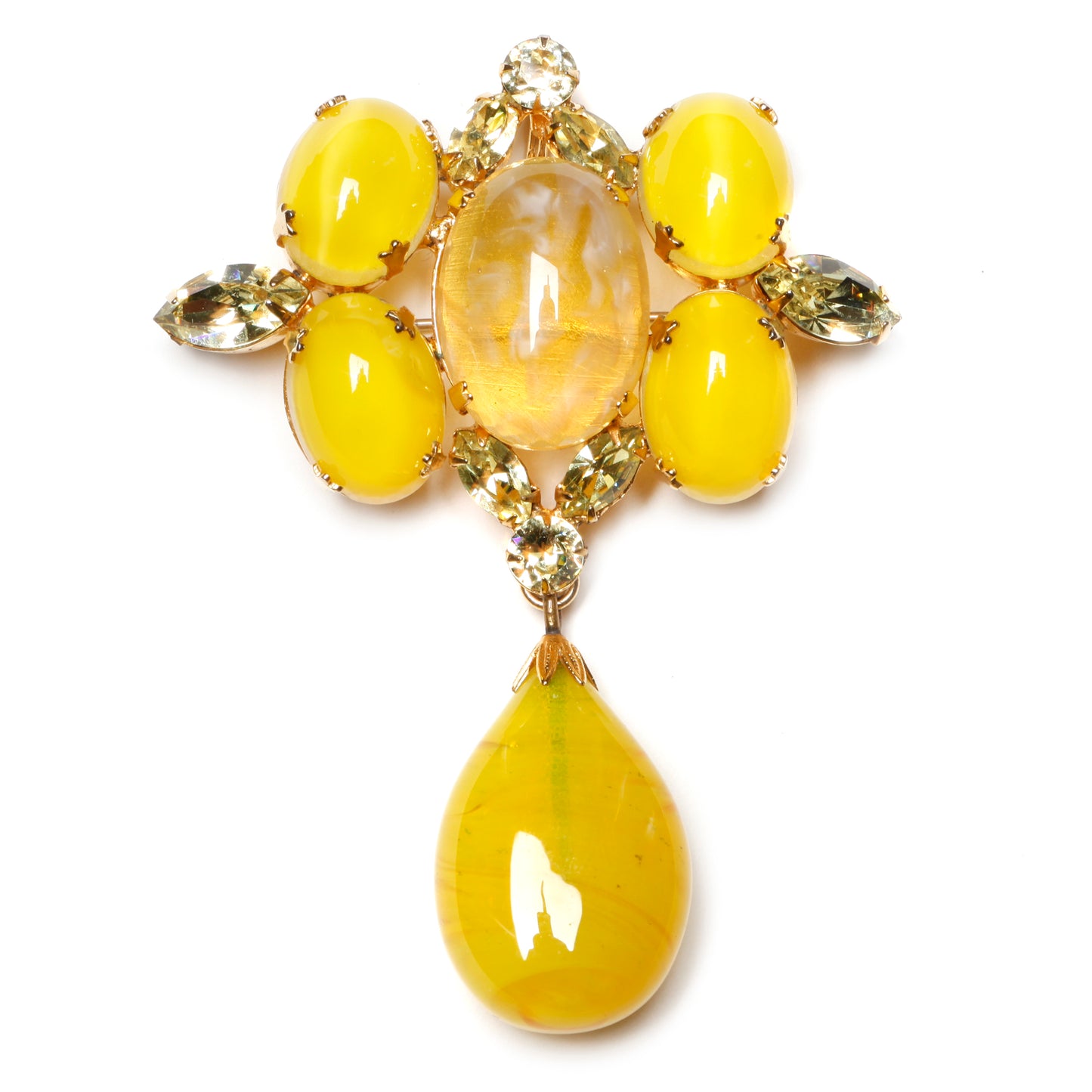 Vibrant Yellow Schreiner Brooch