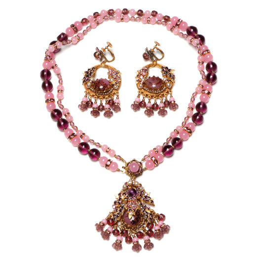 Miriam Haskell Pink and Purple Set