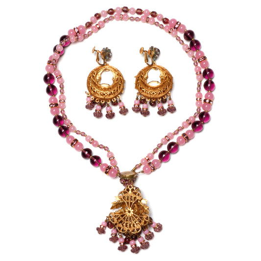 Miriam Haskell Pink and Purple Set