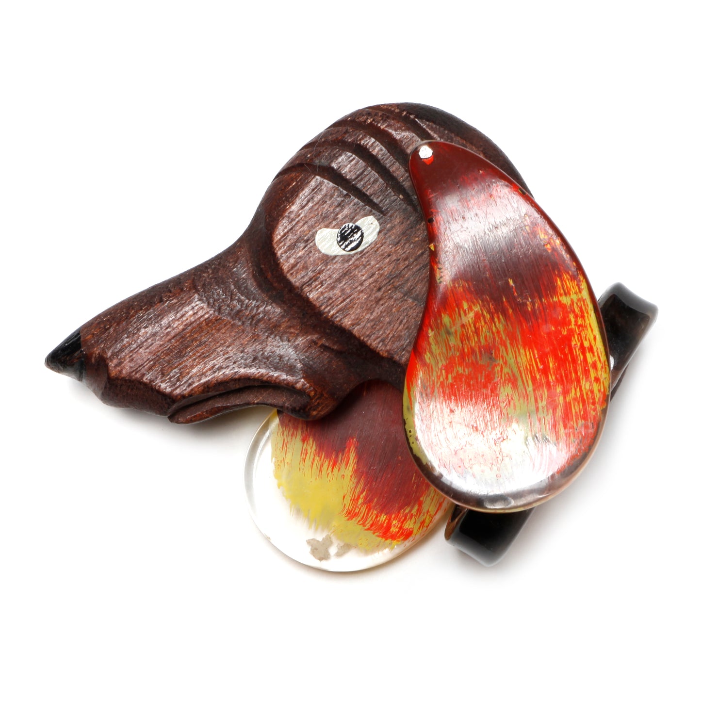 Lucite/Wood Dog Brooch