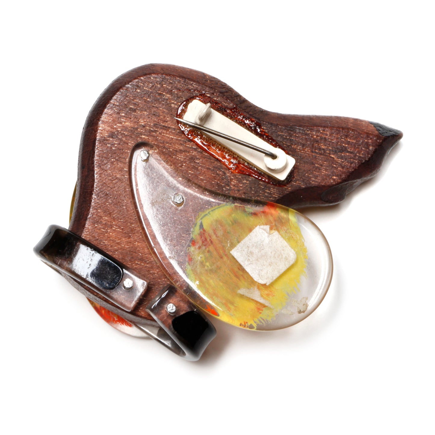 Lucite/Wood Dog Brooch