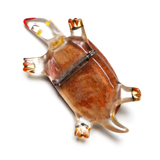 Lucite and Wood Turtle Brooch
