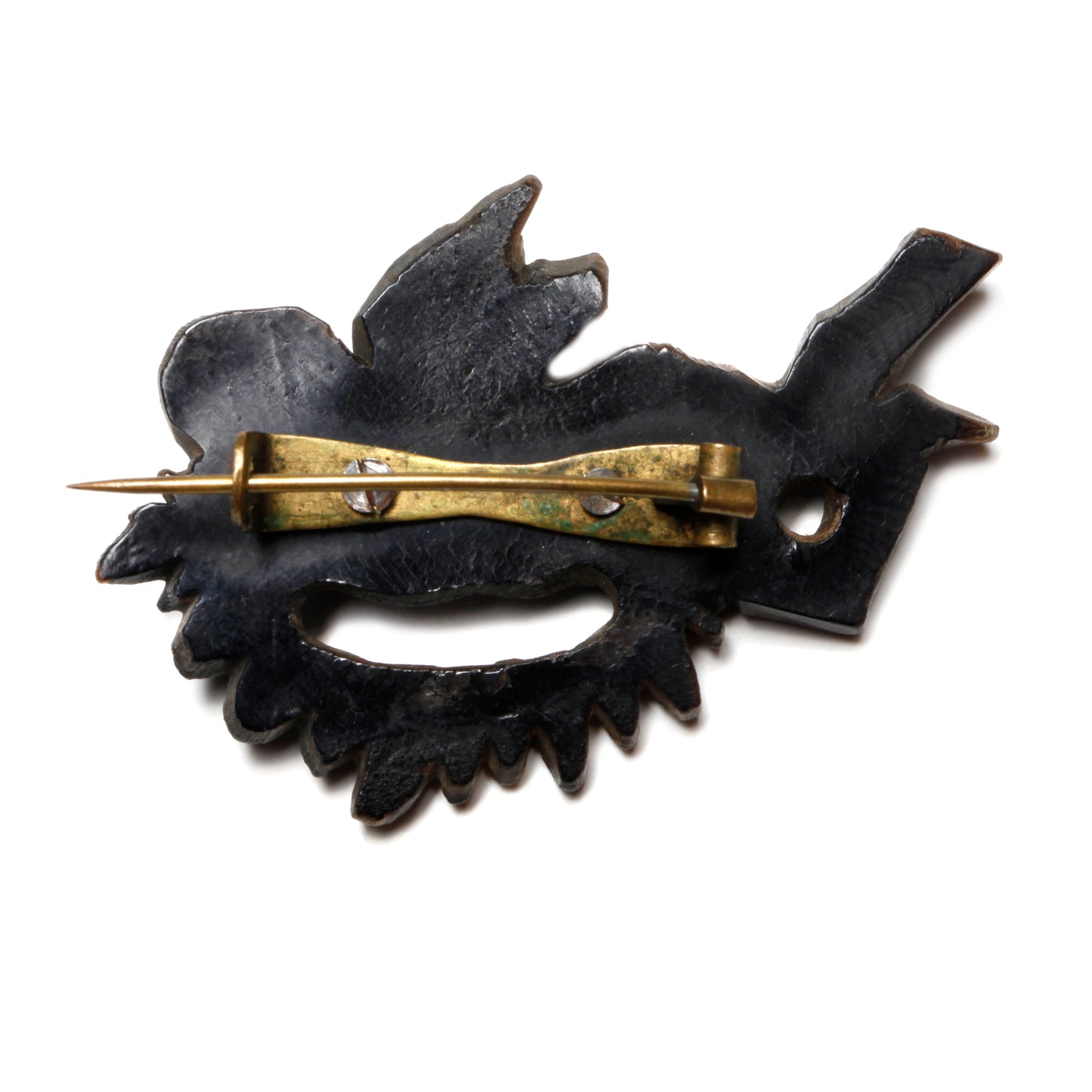 Victorian Bog Oak Cherub Brooch