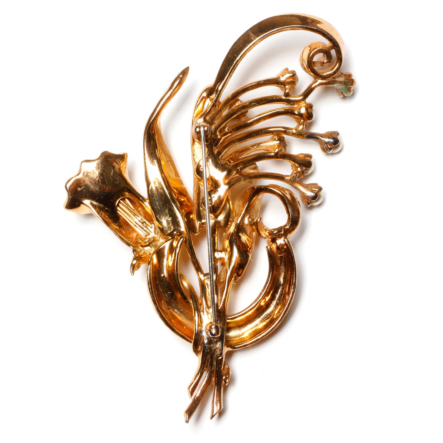 Gold Floral Spray Brooch