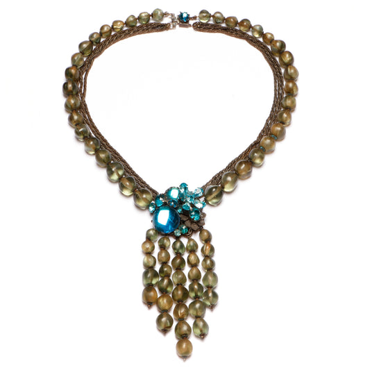 Moss-Green Waterfall Necklace