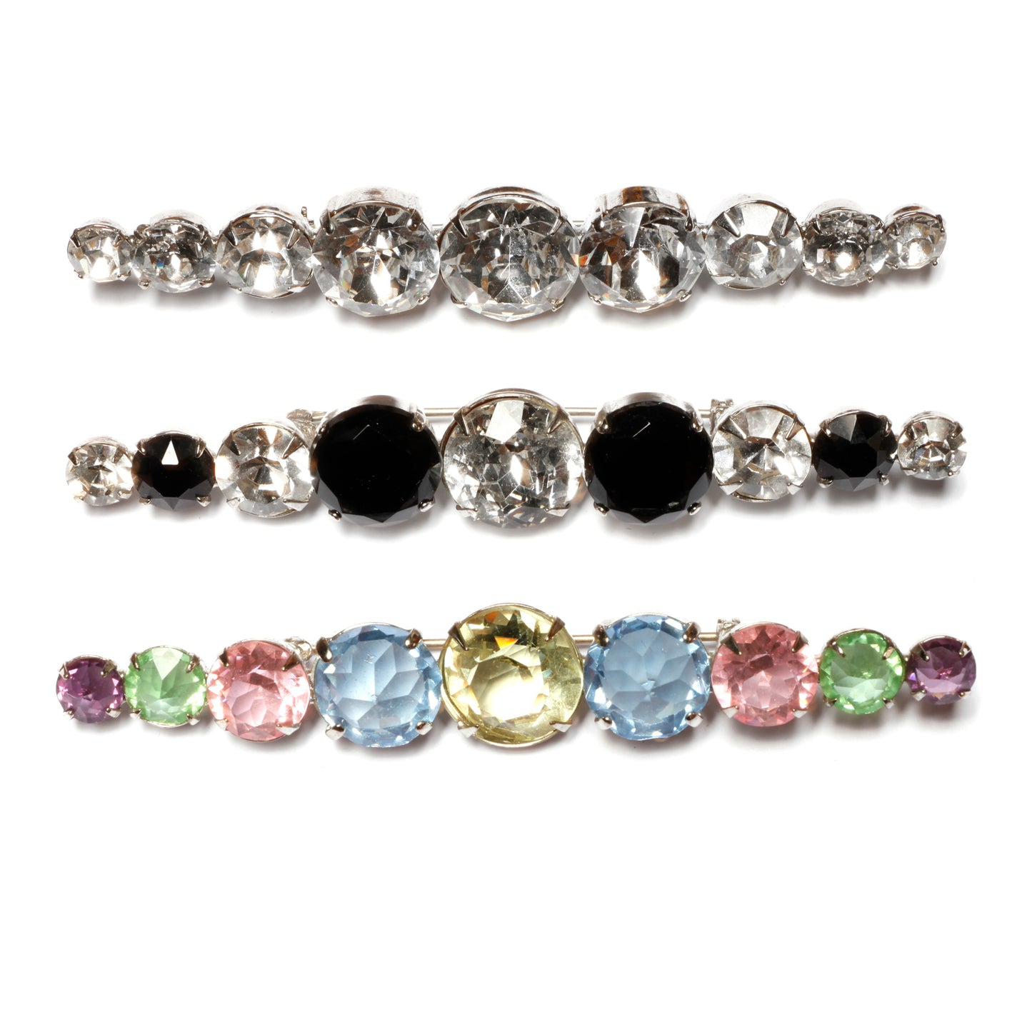 Schreiner Black and Crystal Bar Pin