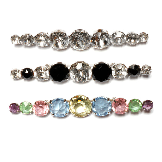 Schreiner Black and Crystal Bar Pin