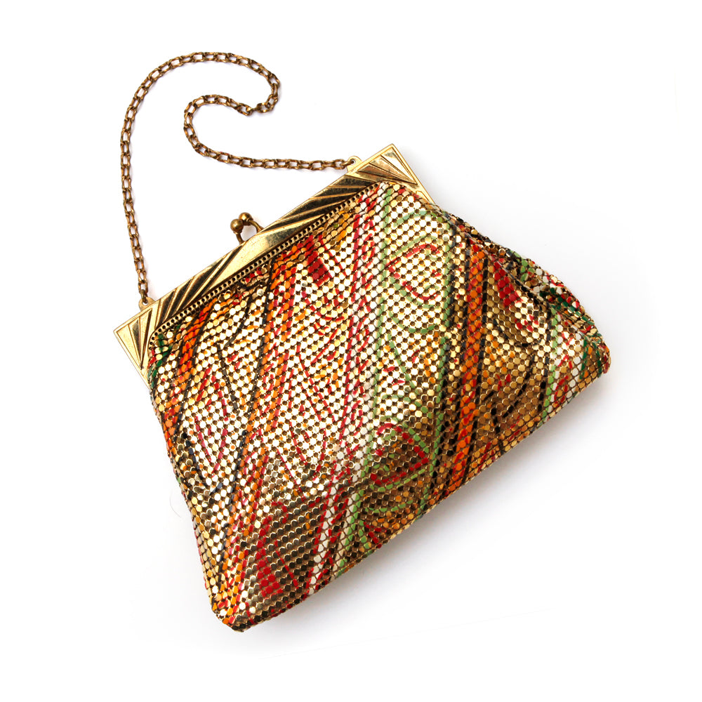 Whiting & Davis Enamelled Gold Mesh Purse