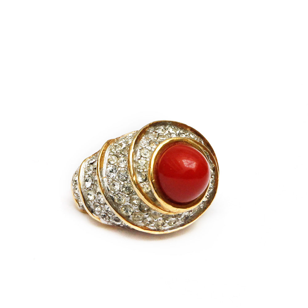 1960s Vendôme Red and Diamanté Ring