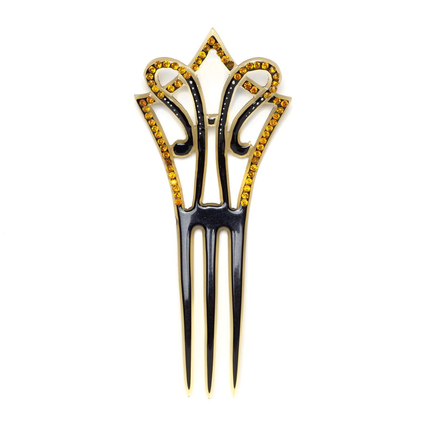 Whimsical Hair Comb with Topaz Rhinestones