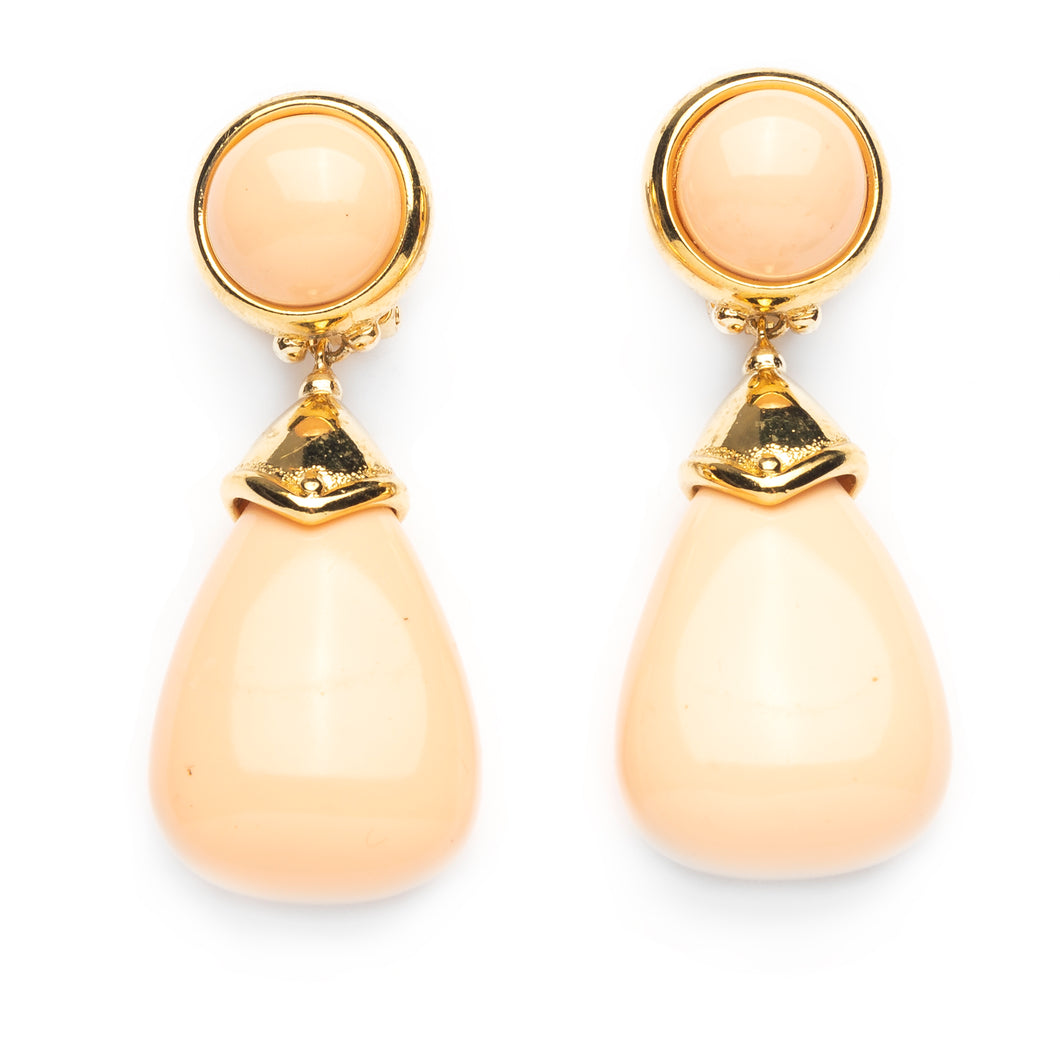 Peach and Gold Dangly Earrings