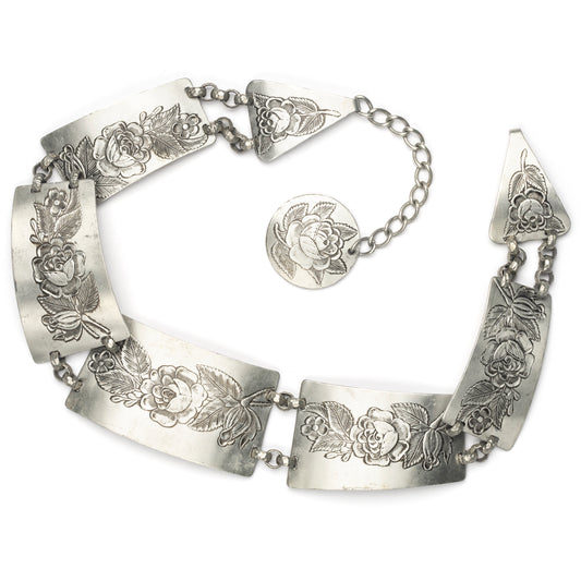 Arts and Crafts Rose Etched Belt