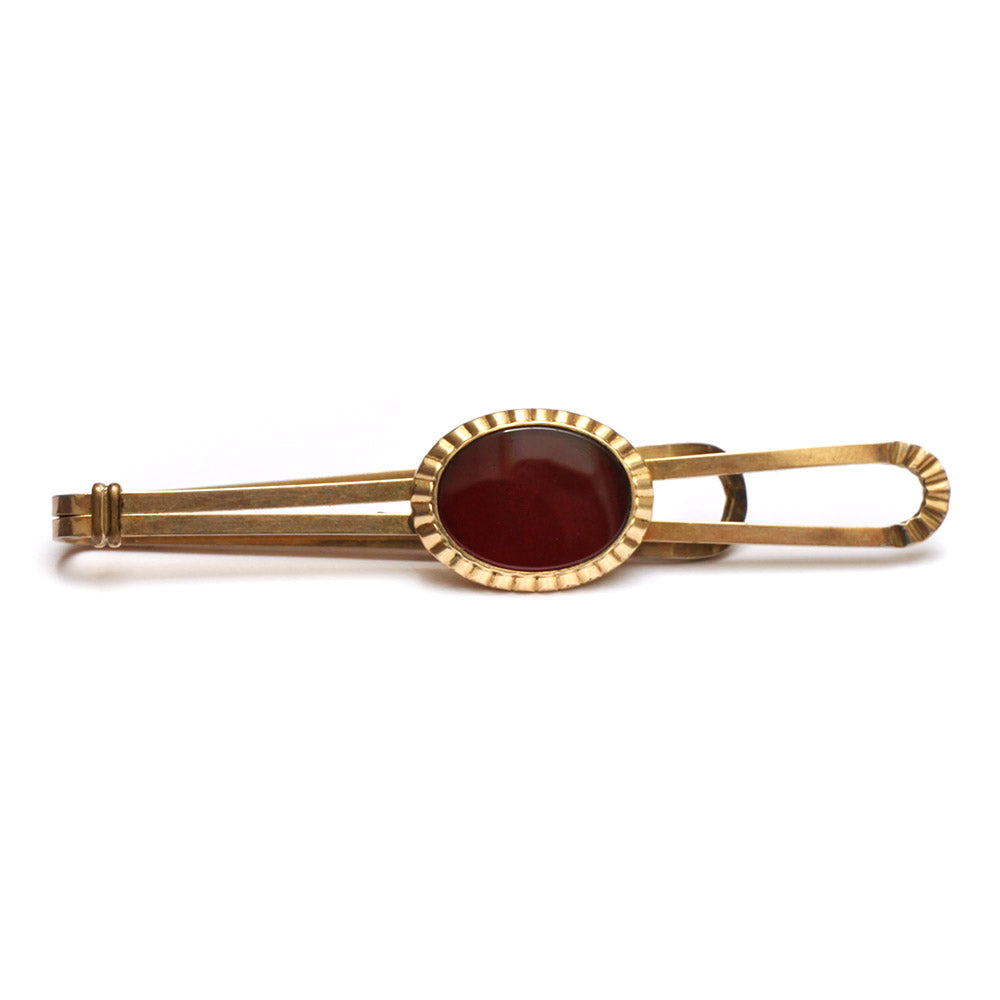 1950s Anson Burgundy Glass Stone Tie Clip