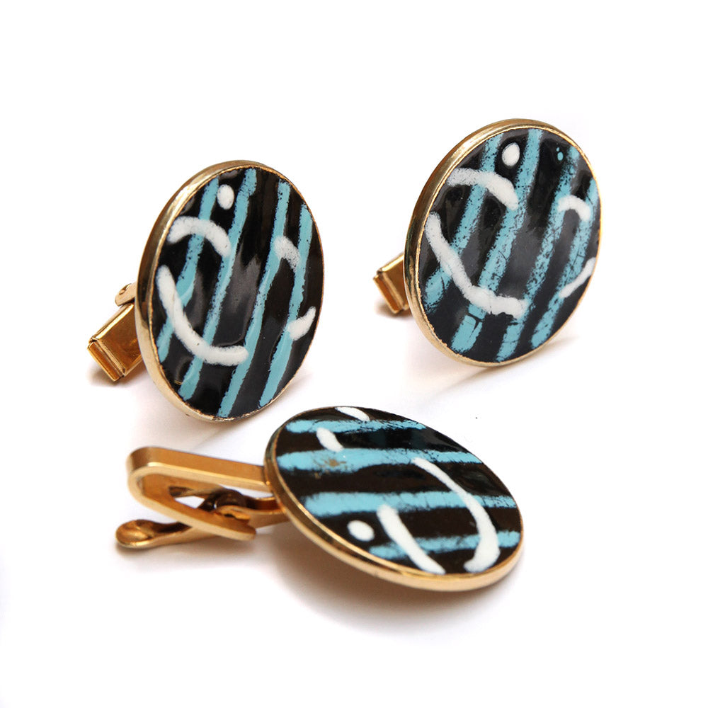 1960s Pioneer Abstract Enamel Set