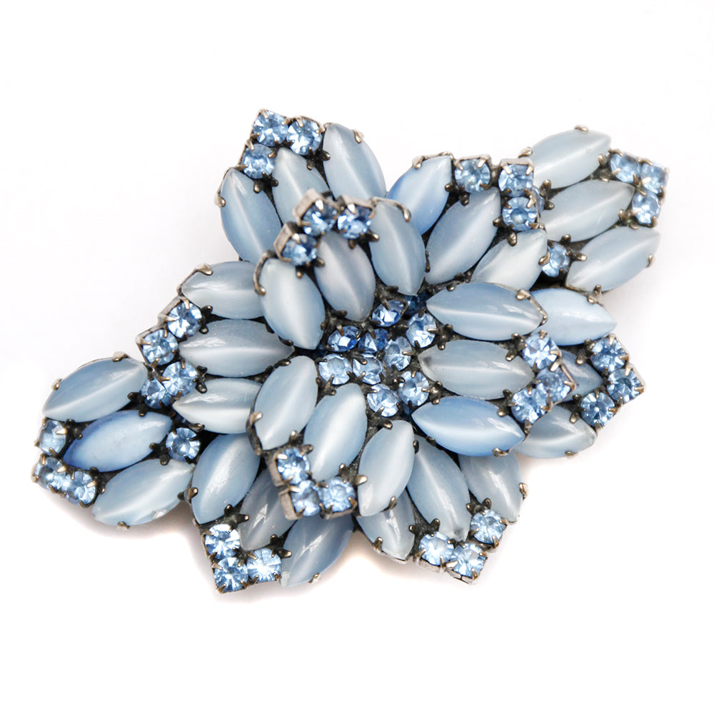 1960s French Satin Blue Hair Clip