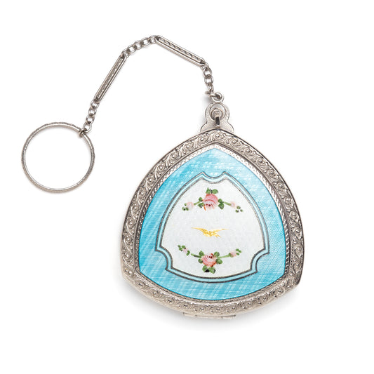 1910s Blue Guilloche Triangular Compact