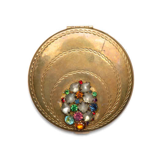 1950s Volupté Gold Jewel Encrusted Compact