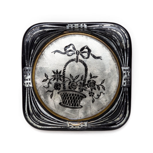1930s Black Plastic Compact
