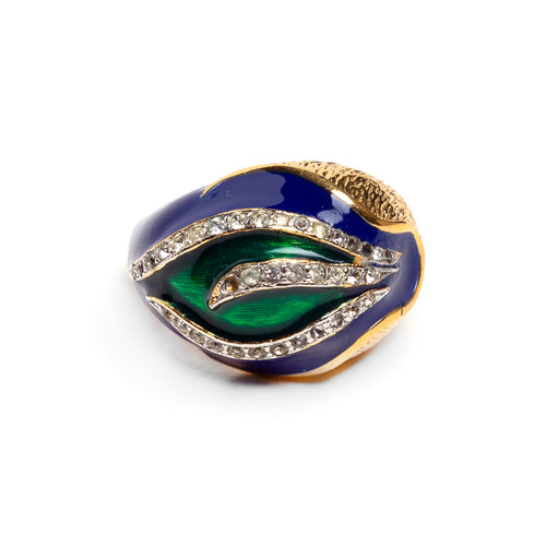 1970s Panetta Green and Blue Design Ring