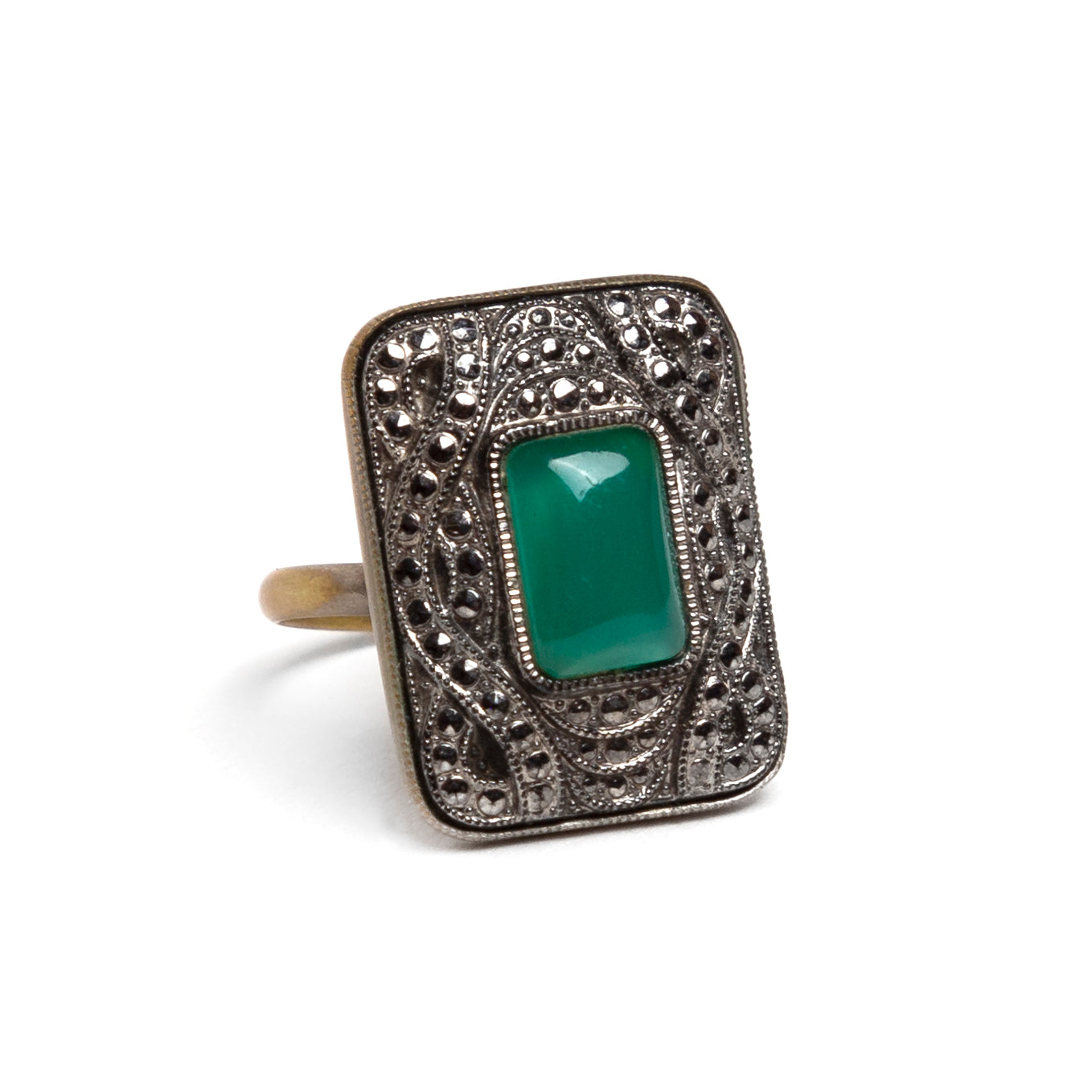Victorian Chalcedony and Marcasite Ring