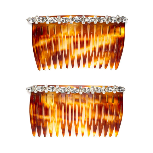 1960s Clear Rhinestones Hair Comb Set