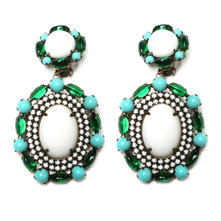 K.J.L. Green and Turquoise Earrings
