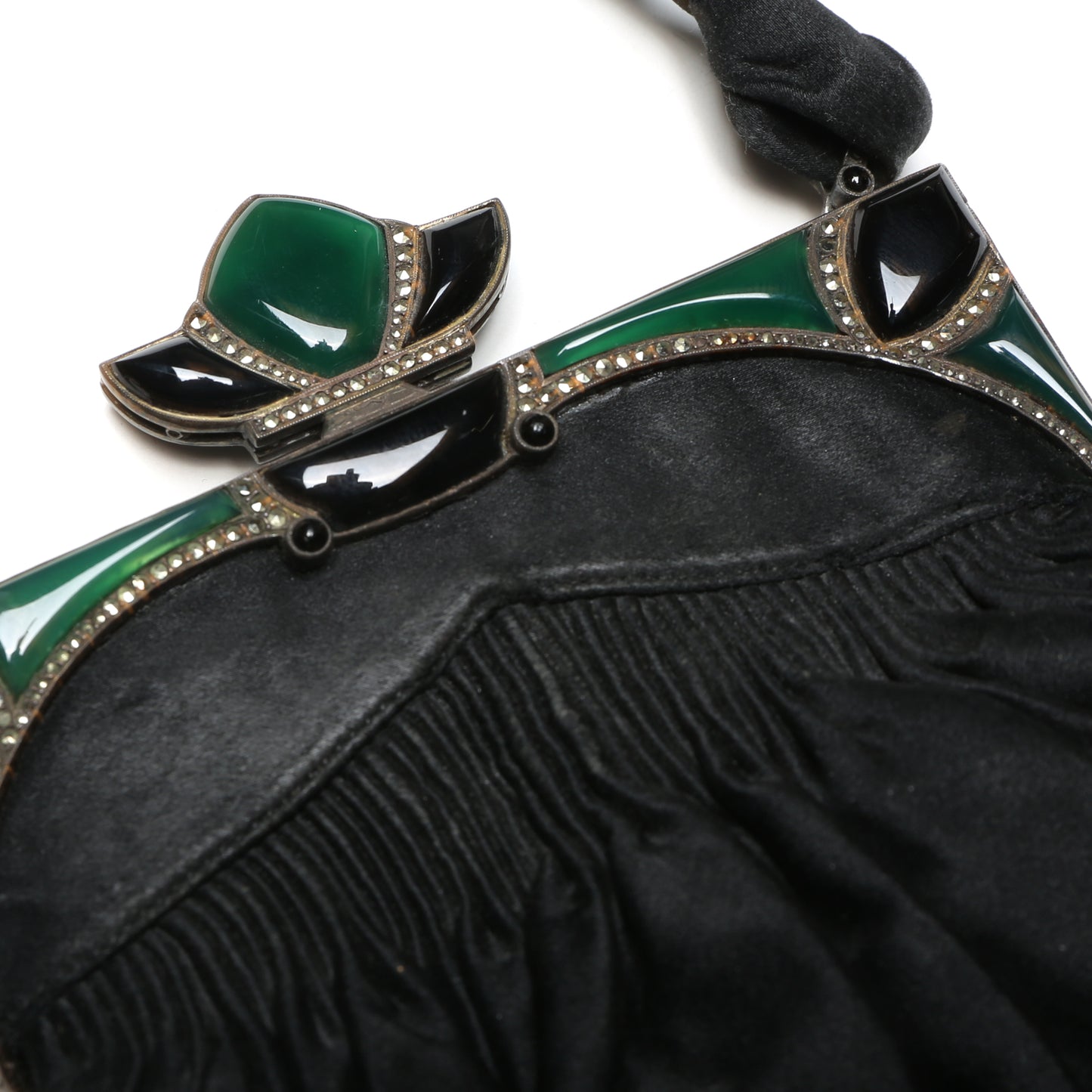 Silk Purse with Chrysophase and Marcasite Frame