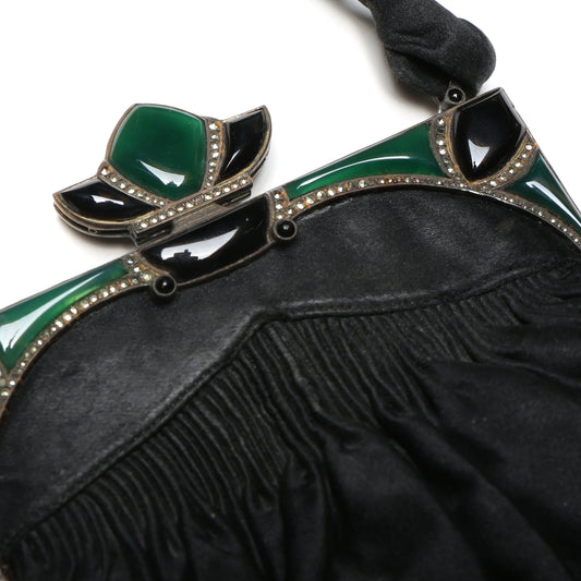 Silk Purse with Chrysophase and Marcasite Frame
