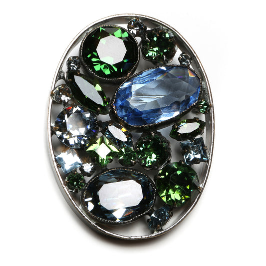 Schreiner Elevated-Frame Oval Brooch