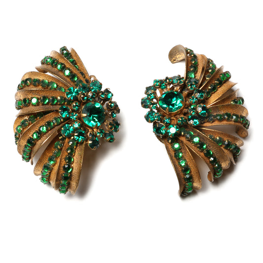 Miriam Haskell Green and Gold Earrings