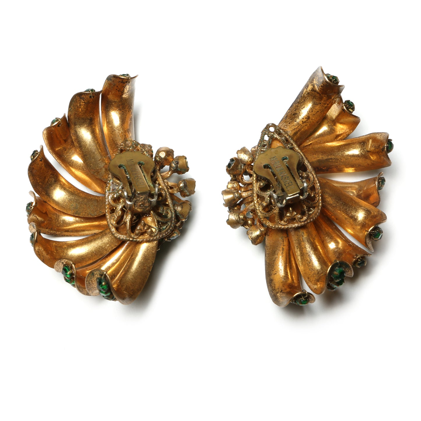 Miriam Haskell Green and Gold Earrings
