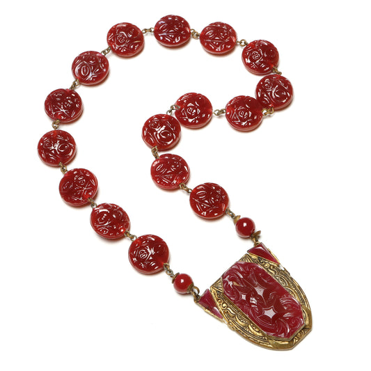Czech Art-Deco Molded Glas Necklace