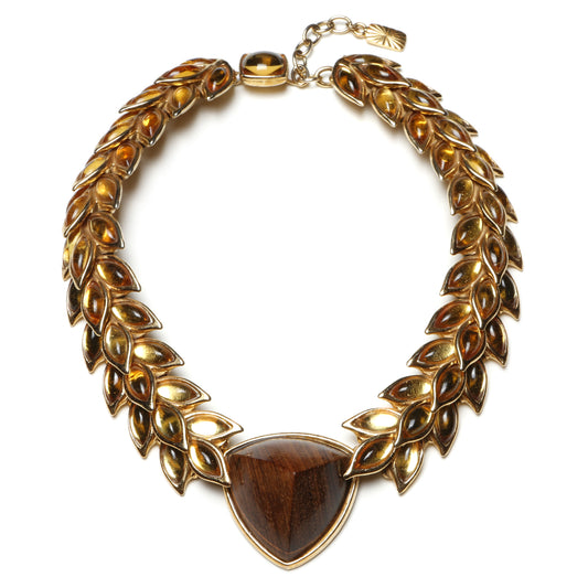 YSL Citrine Leaf and Wood Choker