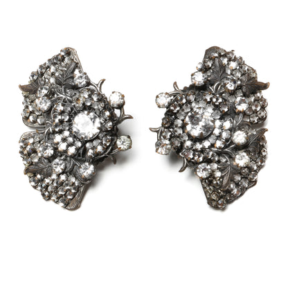 Miriam Haskell Filigree Leaf Diamanté Earrings