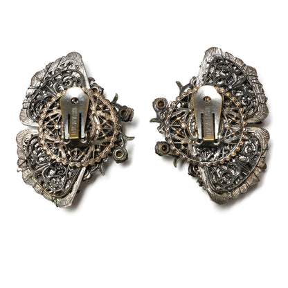 Miriam Haskell Filigree Leaf Diamanté Earrings – view 2