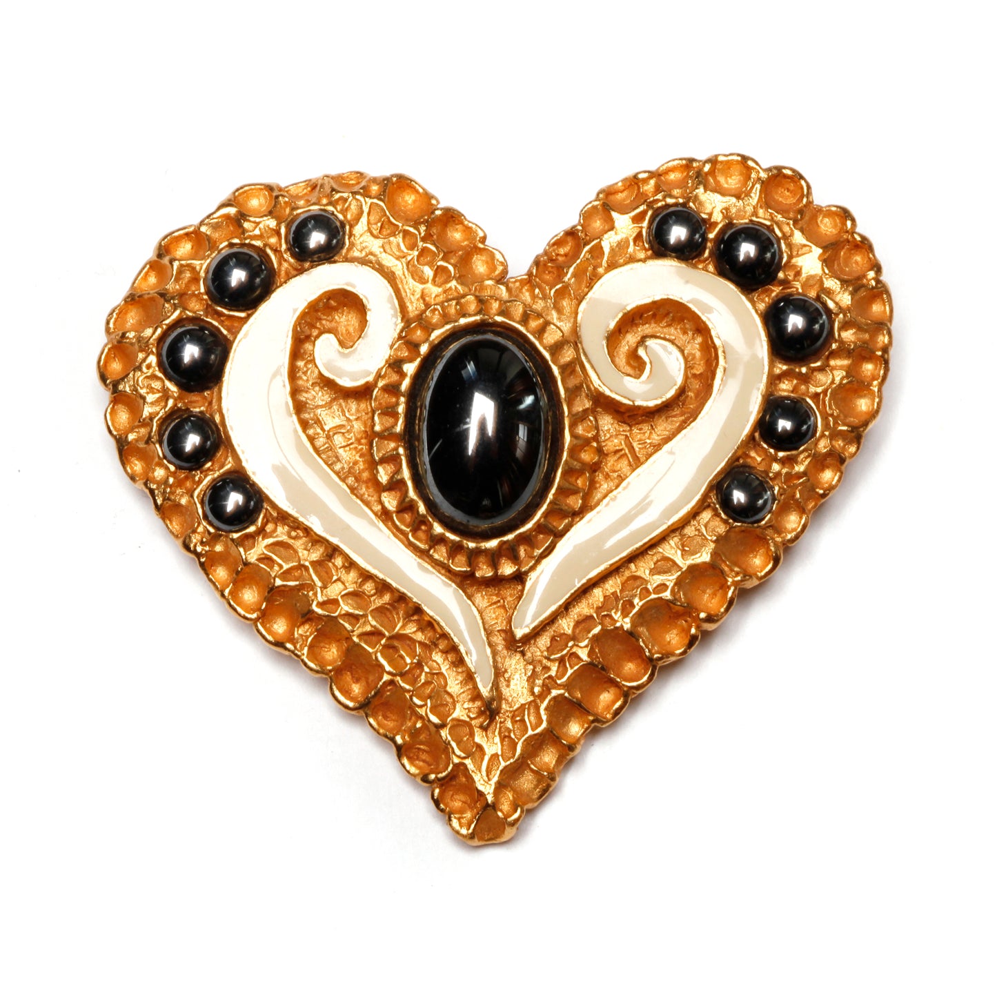 1994 Christian Lacroix Textured Heart Brooch