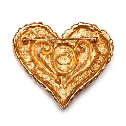 1994 Christian Lacroix Textured Heart Brooch
