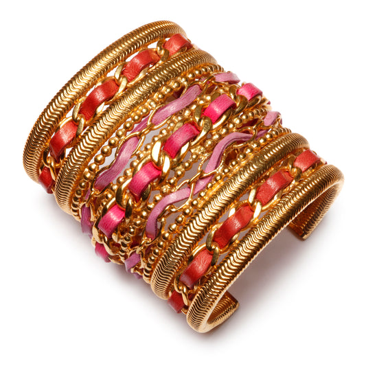 Chanel Wide Leather Interwoven Cuff