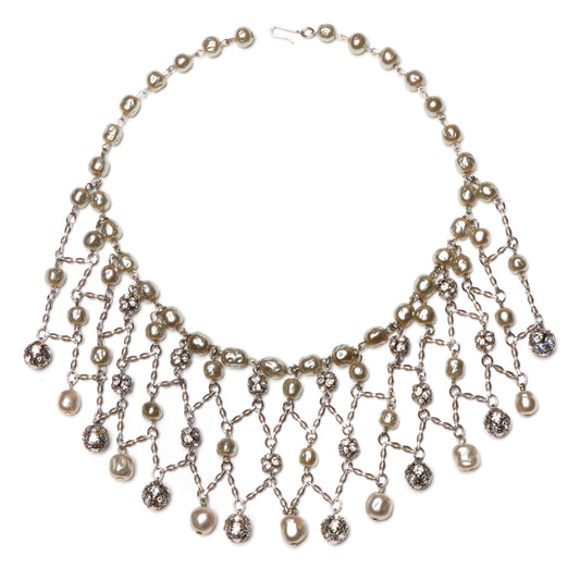 Pearl and Rondelle Waterfall Necklace