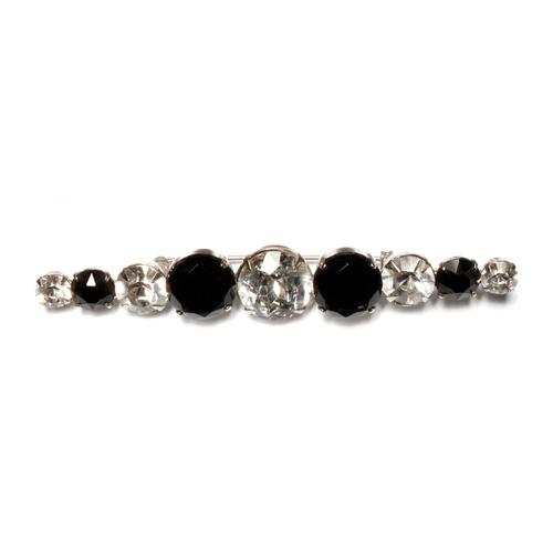 Schreiner Black and Crystal Bar Pin