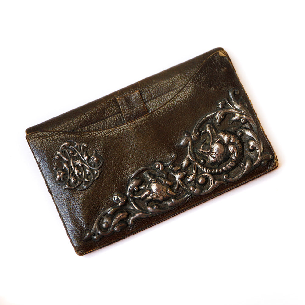 Victorian Brown Leather Wallet with Motif