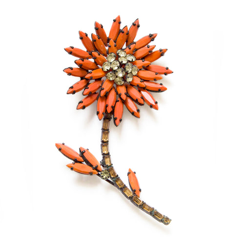 1950s Weiss Orange Flower Brooch