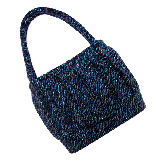1950s Iridescent Beaded Purse with Pleated Detail