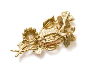Oscar de la Renta Gold Flower Brooch